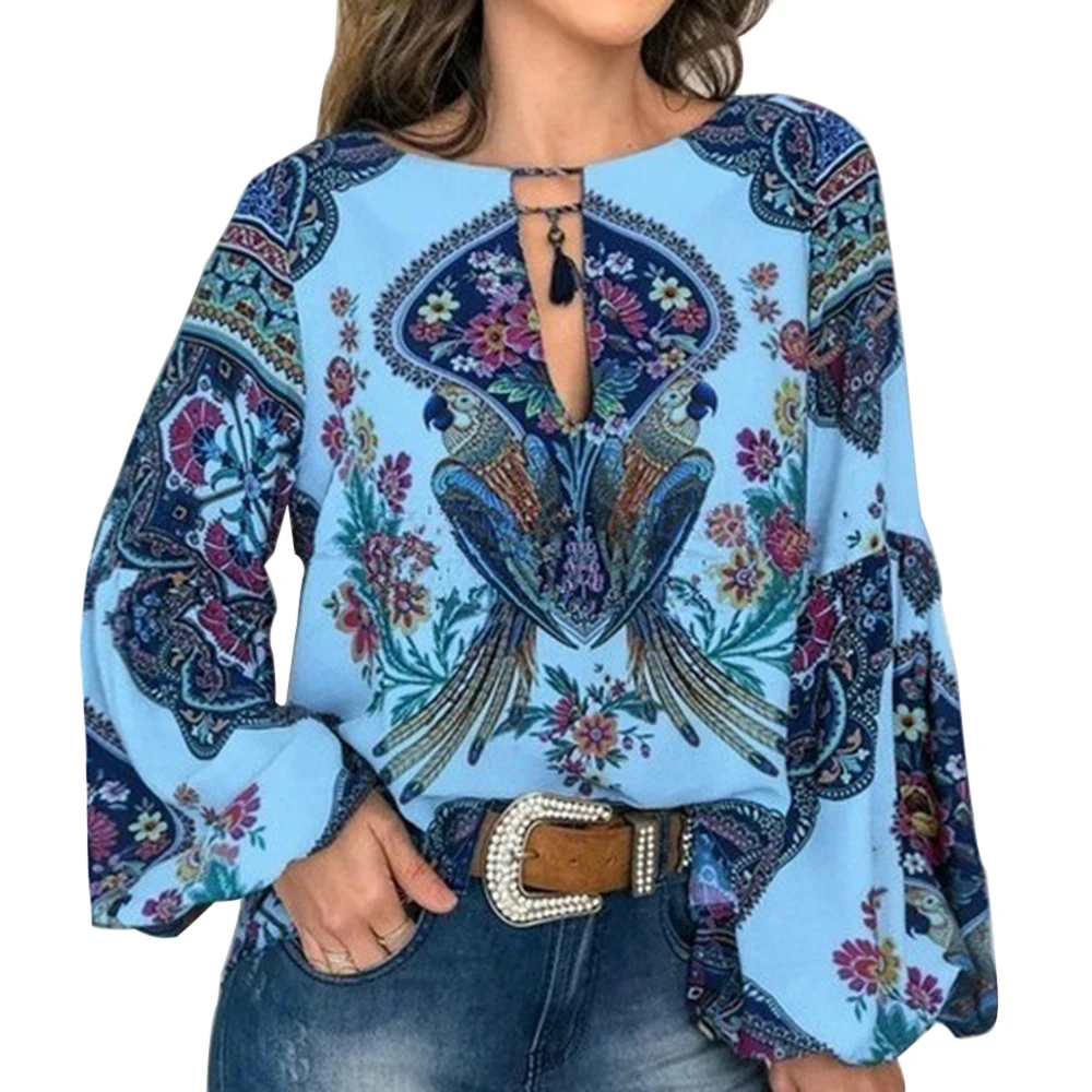 2019 Autumn Bohemian Blouse Women Plus Size 5XL Shirt Vintage Floral Print Top Ladies Blouses Casual V Neck Blusas Mujer De Moda | Женская
