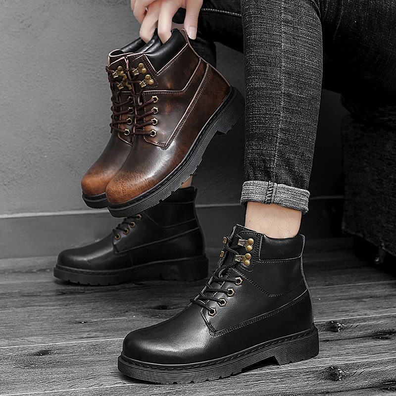 

Men Boots 2020 Autumn Winter Ankle Boots Men Casual Leather Shoes Punk Comfortable Fashion Shoes Men Vintage Outdoor Jeans Boots