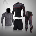 2021 зимнее термобелье, мужской комплект нижнего белья, компрессионный спортивный костюм Рашгард, мужской спортивный костюм для спортзала и бега, флисовые кальсоны