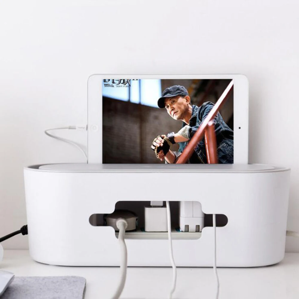 

Cable Storage Box Power Strip Wire Case Anti Dust Charger Socket Organizer Desktop Network Line Storage Bin