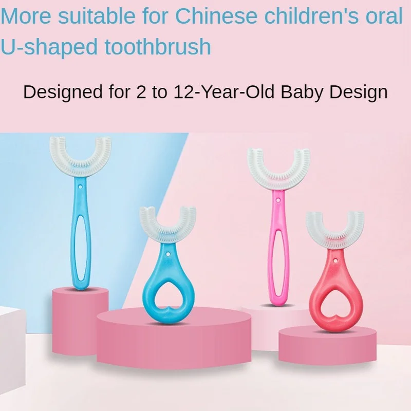 

1pcs Baby Toothbrush Children 360°U-shaped Toothbrush Super Soft Fine Hair Silicone Teether Baby Brush Teeth Oral Care Cleaning