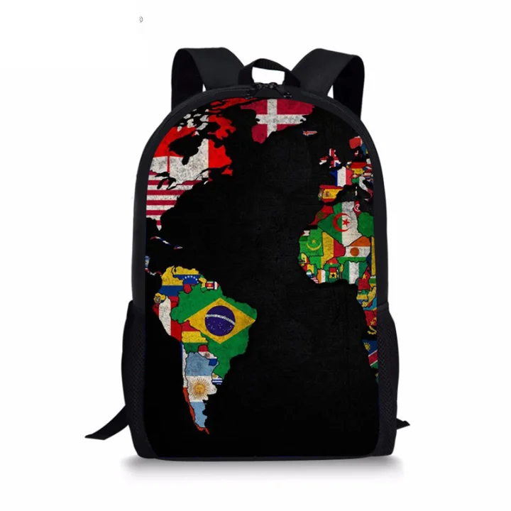 Винтажная школьная сумка с рисунком карты мира для мальчиков и девочек, сумки для книг, повседневный женский и мужской рюкзак, детский геоме...