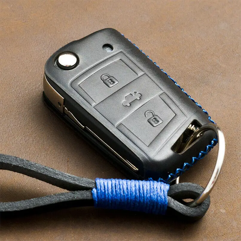Кожаный чехол для ключа Volkswagen VW Golf 7 GTI R MK7 Tiguan Skoda Octavia A7 Karoq Seat Leon Ibiza Key Portect|Футляр