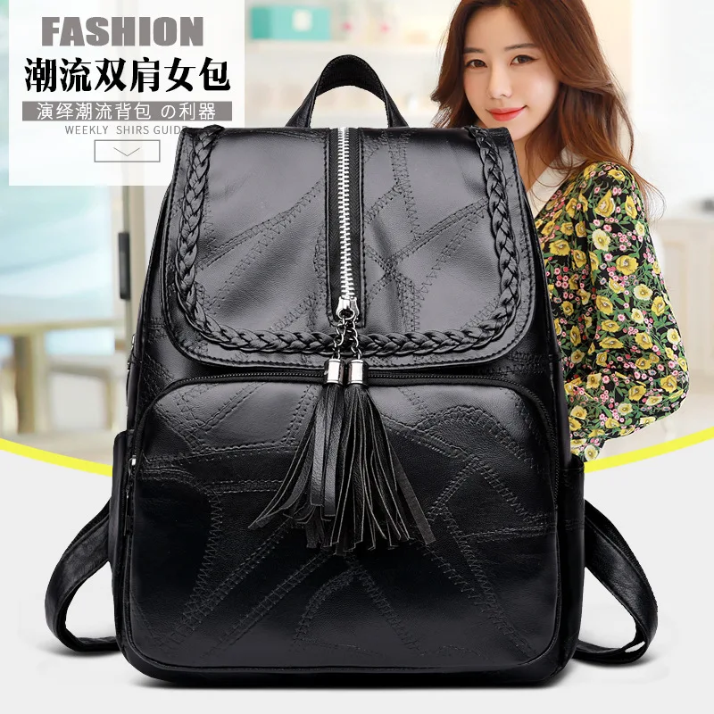 

Backpack Women's 2020 New Glossy Backpacks, Large-capacity Student Bags PU Leather Soft-faced Ladies Bags Back Pack