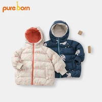 pureborn toddler baby down jacket reversible fluffy hooded baby boy girl coat adorable winter children outfits
