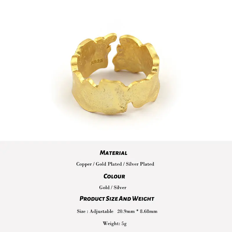 

Vintage Tinfoil Paper Pattern Ring Women Irregular Unique Design Texture Stranger Things Trend Couple Ring Jewelry Accessories