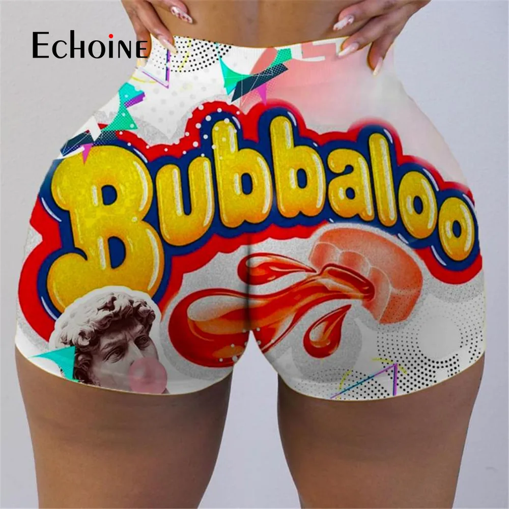 

Echoine Summer Sexy Running Sport Workout Short 2021 Women high waisted Pants Skinny Fitness biker Exquisite print Casual Shorts