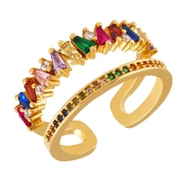 funmode gold color multicolor cubic zircon finger rings bijoux adjustable ring fashion jewelry cobre anillo fr29