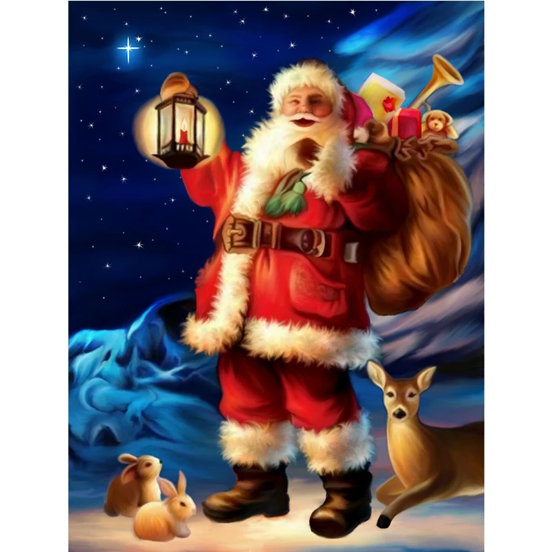 

Взрослая цифровая Рождественская Безрамная картина маслом Рождественская серия Санта Клаус на работе Дети DIY масляные краски в качестве по...