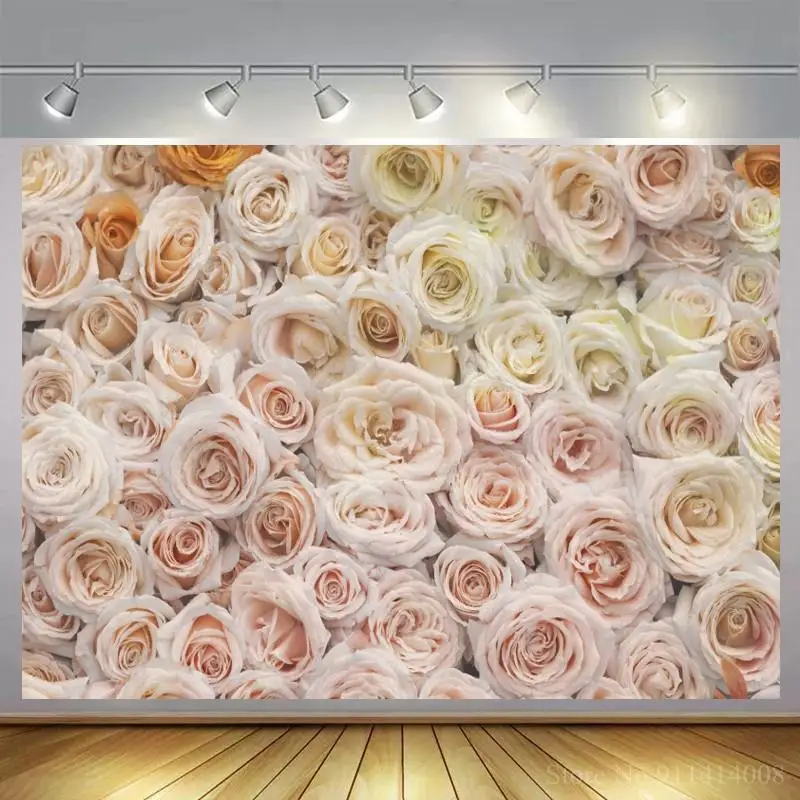 

Love Baby Shower Child Portrait Photography White Rose Flower Board Wall Backdrop Decor Photophone Photo Studio Background Props