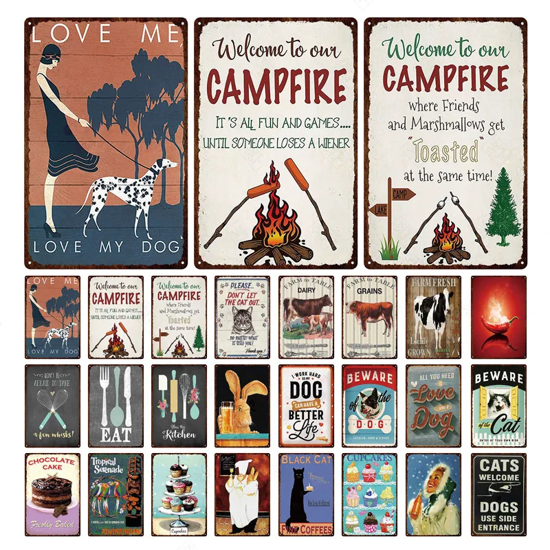 Camefire винтажные металлические знаки с изображением коровы кролик собака игрушки
