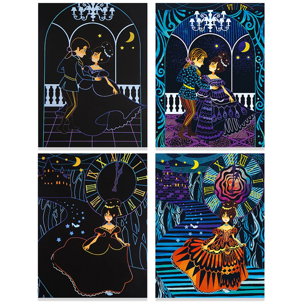 Волшебная цветная радужная бумага для скретч арта набор карт с трафарет граффити