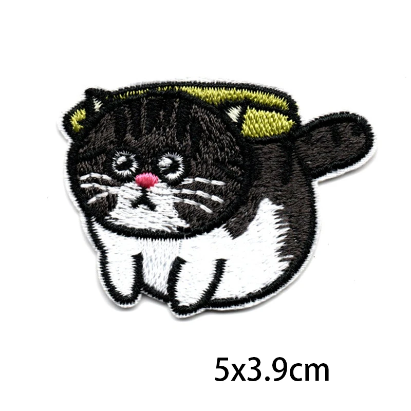 Милые забавные нашивки с котом Высококачественная 3D вышивка нашивка для одежды