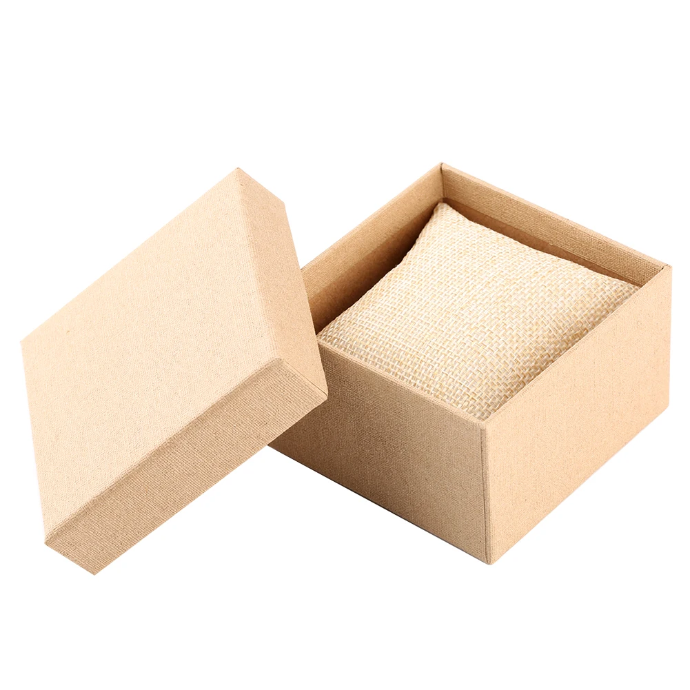 

Paper Watch Boxes Storage Display Organizer Case with Pillow Foam Pad Watch Box For Wristwatch Natural Wooden Watch Jewelry