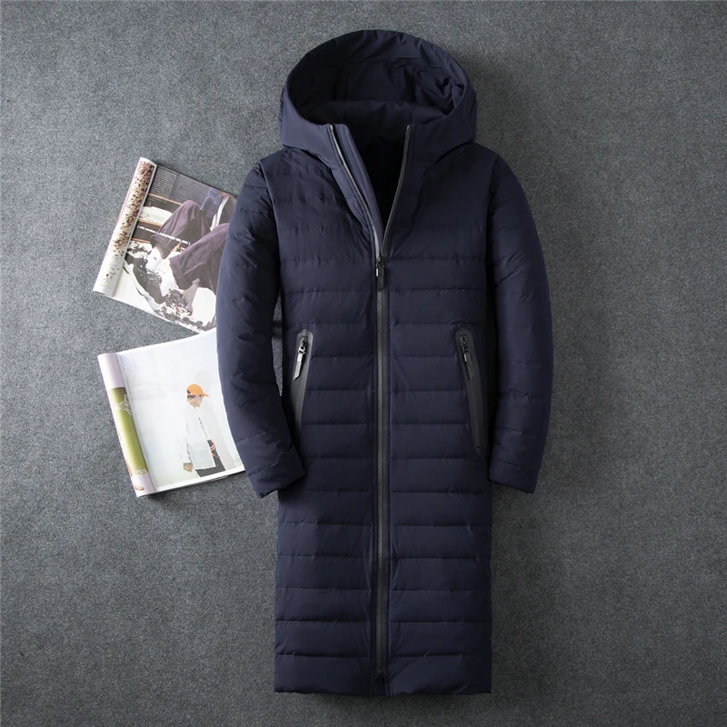 Новинка 2019 осенне-зимняя мужская куртка Мужская длинная парка облегающее пальто