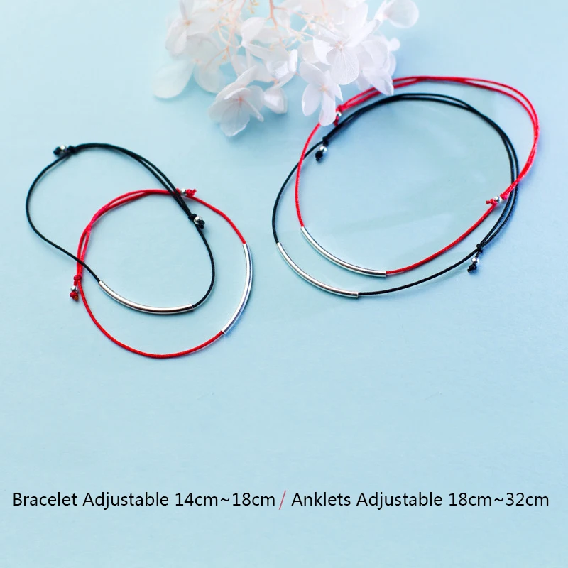 Trustdavis 100% Серебро 925 пробы Мода Красный Черный Регулируемый Браслет из веревки