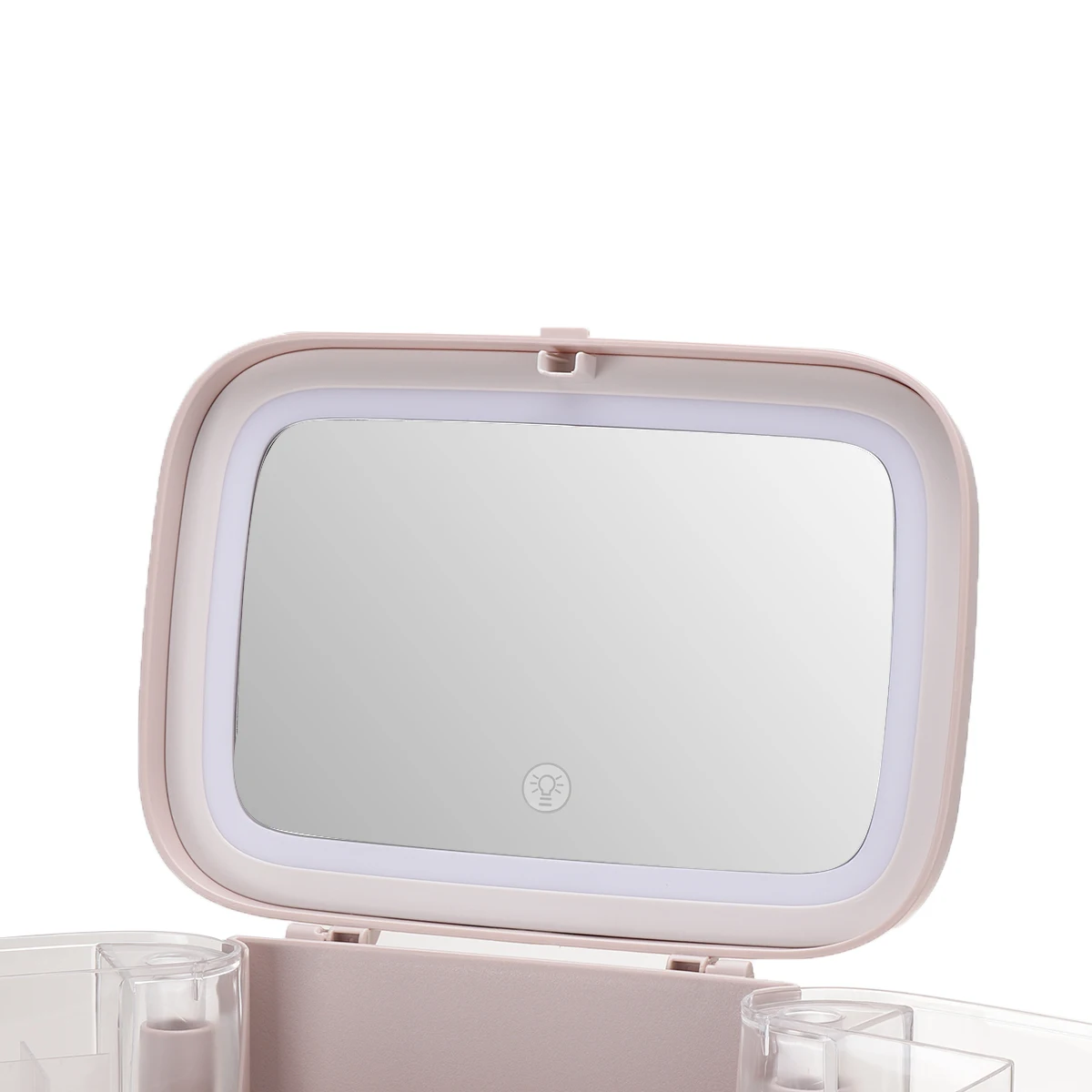 

New Cosmetic Storage Box With Mirror Led Light Desktop Makeup Organizer Case Dust-Proof Drawer Type Organizer For Cosmetics