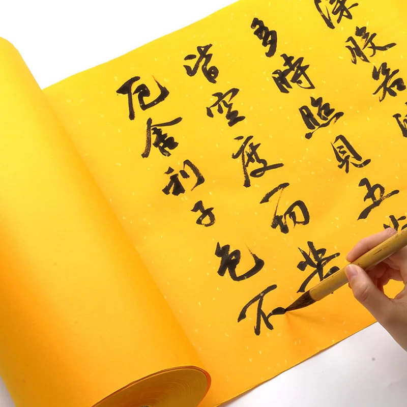 

Chinese Raw Rice Paper Gold Foil Xuan Paper for Painting Calligraphy Chinese Rolling Yellow Raw Xuan Paper Thicken Papier De Riz
