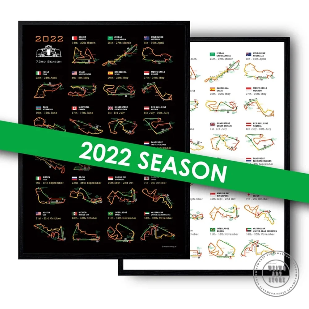 

Детали сезона 2022 года, плакат Формула 1, настенное искусство F1, гоночная фотография на холсте, картина для декора комнаты