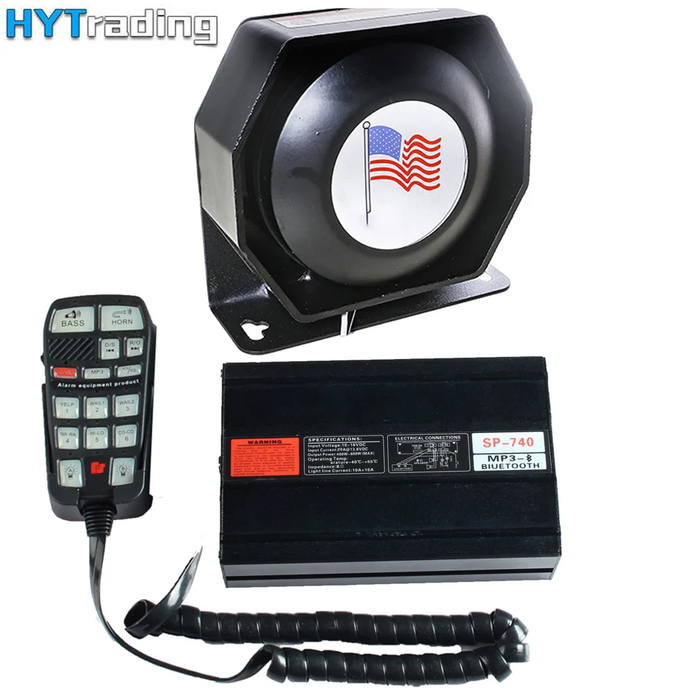 

400W 12 Sound Car Siren Speaker and Truck Alarm Police Siren Horn Ambulance Emergency Electronic Horn With Bluetooth Function