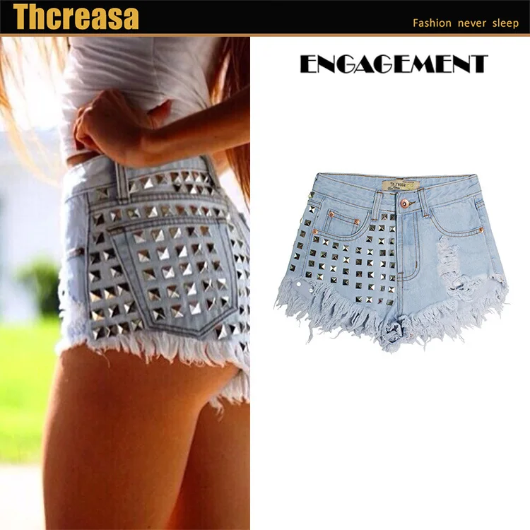 

ENGAGEMENT 2021 Trafaluc Za Hole rivet irregular cat beard edge denim high waist pants shorts hot pants pantalones cortos