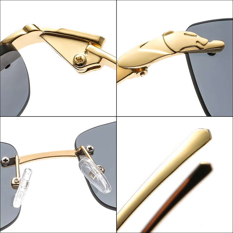 Очки солнцезащитные мужские SO &amp EI без оправы винтажные в прямоугольной оправе с