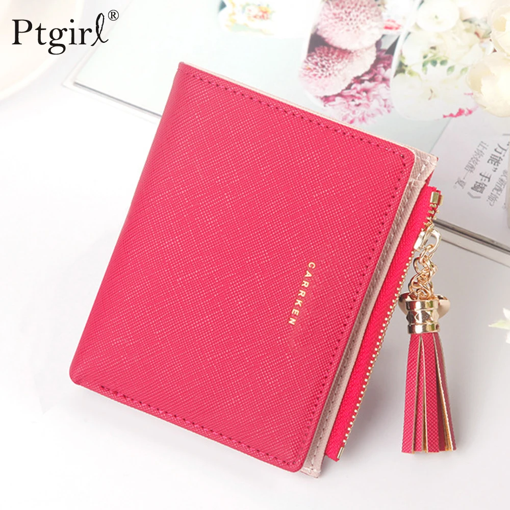 Женский кошелек с кисточкой 2019 маленький симпатичный женские короткие кожаные