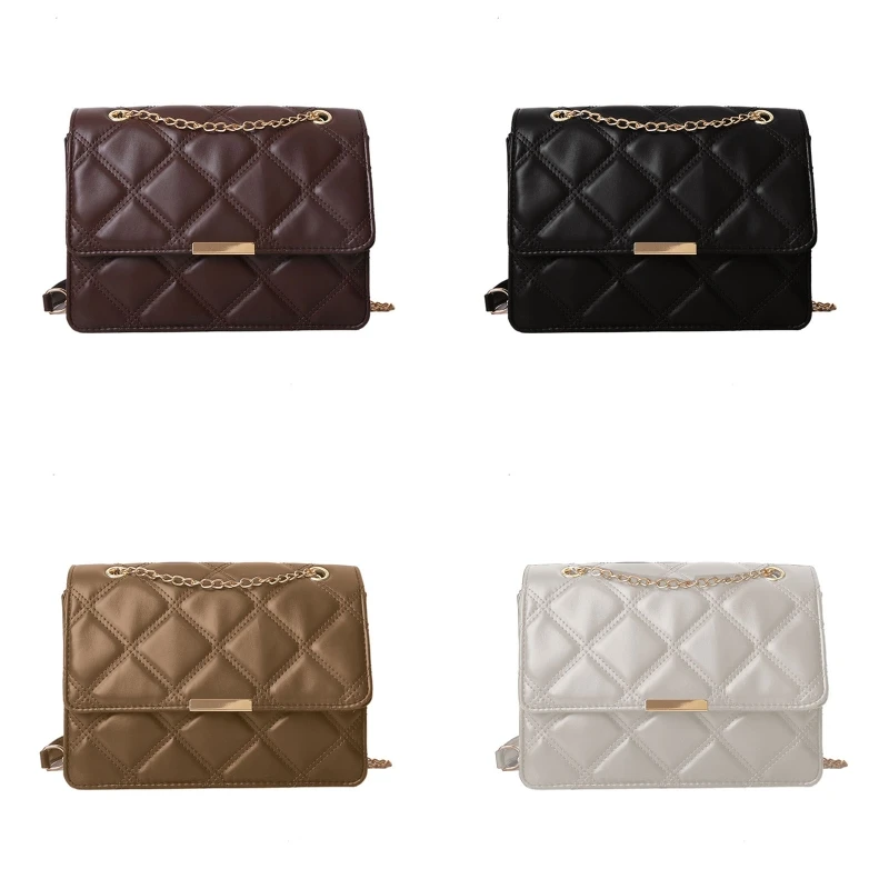 

Womens Flap Shoulder Bag Square Satchel PU Leather Crossbody Bag Chain Handbags