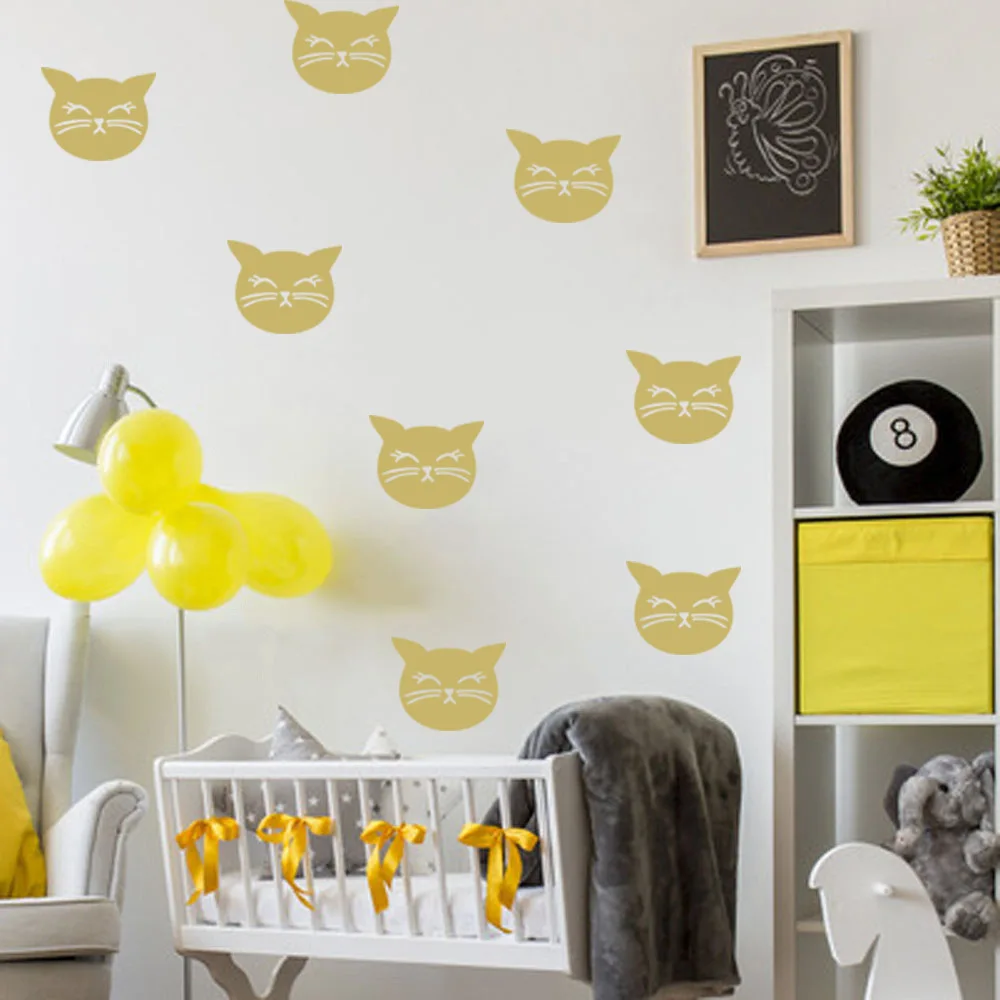 

Acrylic Stickers Mirror Cat Head Pattern Wall Stickers Children's Room Living Room Corridor Furniture Creative Home Decoration