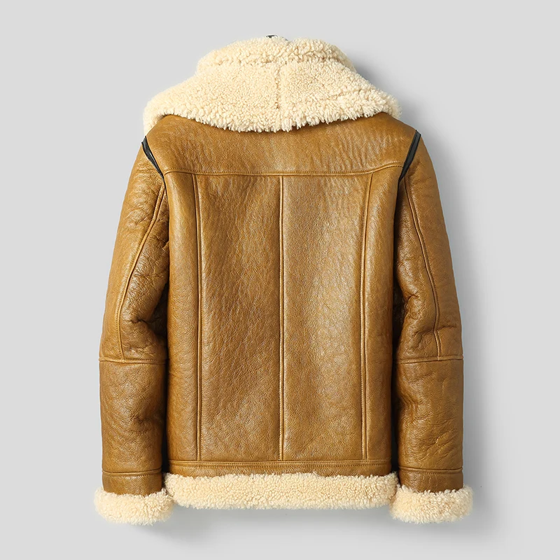 DK 2019 Новое Коричневое мужское пальто из настоящей овчины утолщенное коричневое