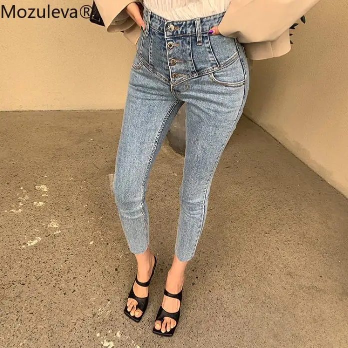 Винтажные однобортные женские джинсовые Капри с высокой талией осень 2021 |