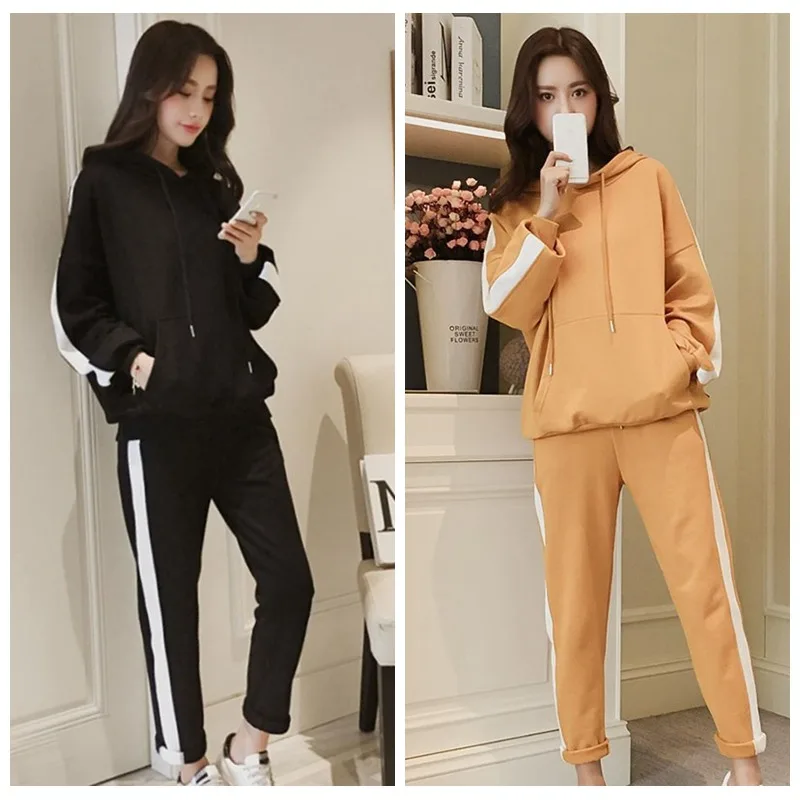 

Women Hoodies Ladies Casual Autumn&Winter Long Sleeve Hoodie + Ankle-Length Pants Suit 2PCS/Set M-2XL