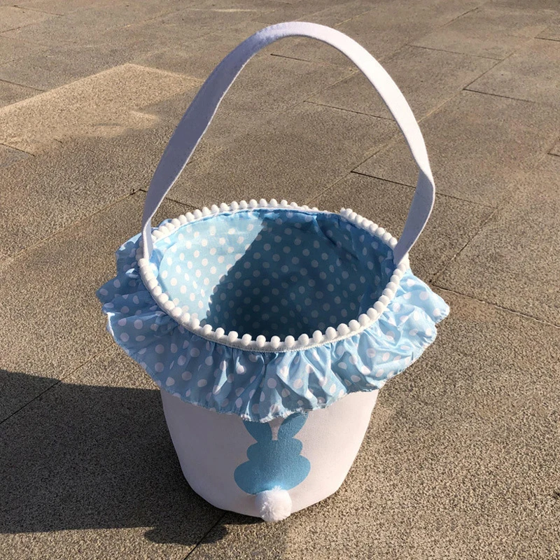 

Easter products Children's candy portable basket Lace bunny bucket Easter egg basket