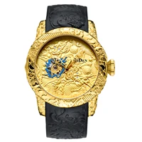 biden special design gold dragon sculpture automatic mechanical men watch fashion luxury waterproof wristwatch relojes hombre