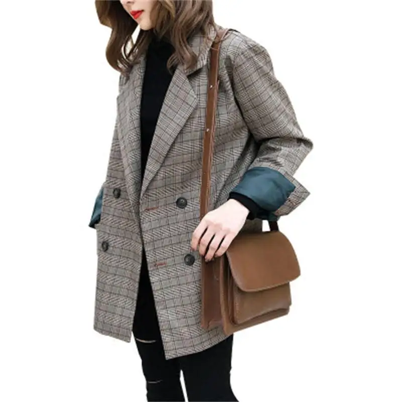 Модные блейзеры в клетку женский костюм Женская куртка Новый Повседневный