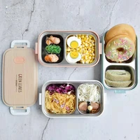 wood grain lunch box multi layer bento box anti scalding student heat preservation stainless steel office worker lunch box