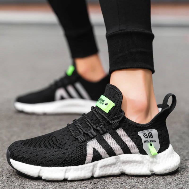 Кроссовки мужские сетчатые легкие дышащие Нескользящие на шнуровке