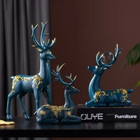 modern home decoration resin statue deer model living room desk decoration ornaments feng shui craft decoration accessories gift
