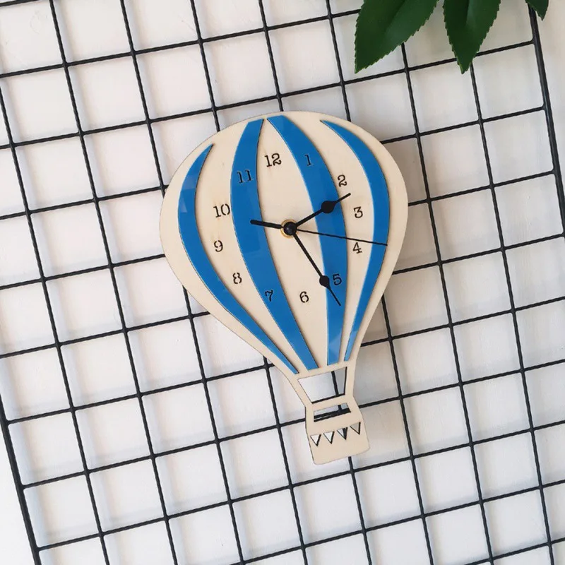 

Nordic Style Hot Air Balloon Clock For Children Room Cute Wall Clock Home Decoration
