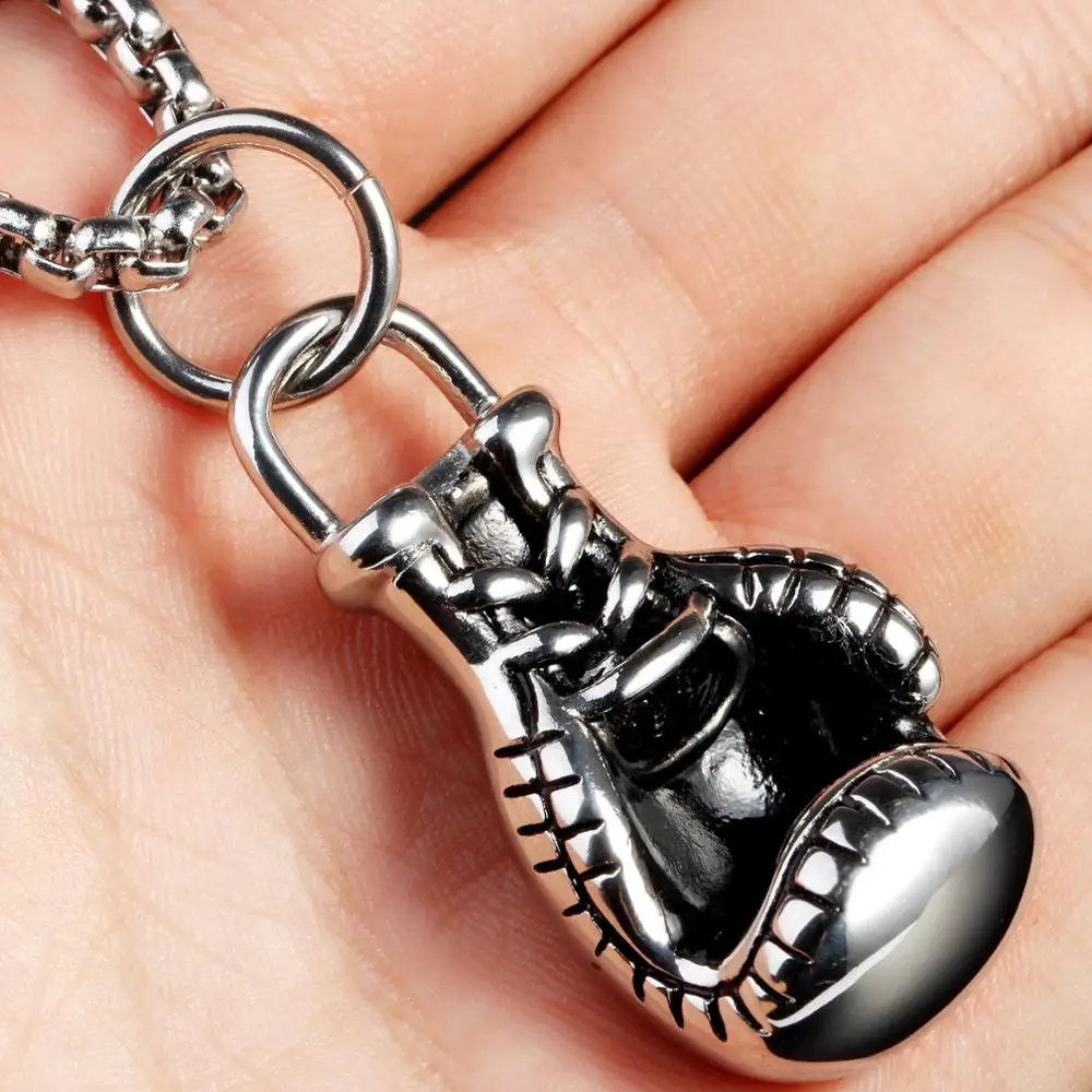 

Hot Sale Boxing Glove Necklaces & Pendants Silver/Gold Color Stainless Steel Fitness Sport Men Jewelry