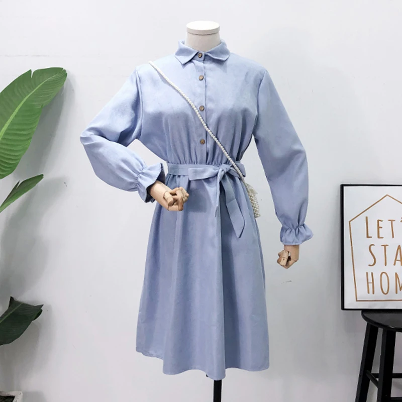 

Новинка 2019, женское весенне-осеннее элегантное хлопковое льняное платье-рубашка с поясом, повседневные свободные платья для вечеринок yy366