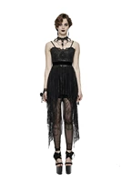 summer new female dark multi fold drawstring skirt irregular dress lace skirt women dress gothic black punk