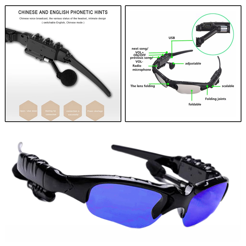 Wireless Sports Bluetooth 4.2 Sunglasses Polarized Glasses Headset Headphone for Running |