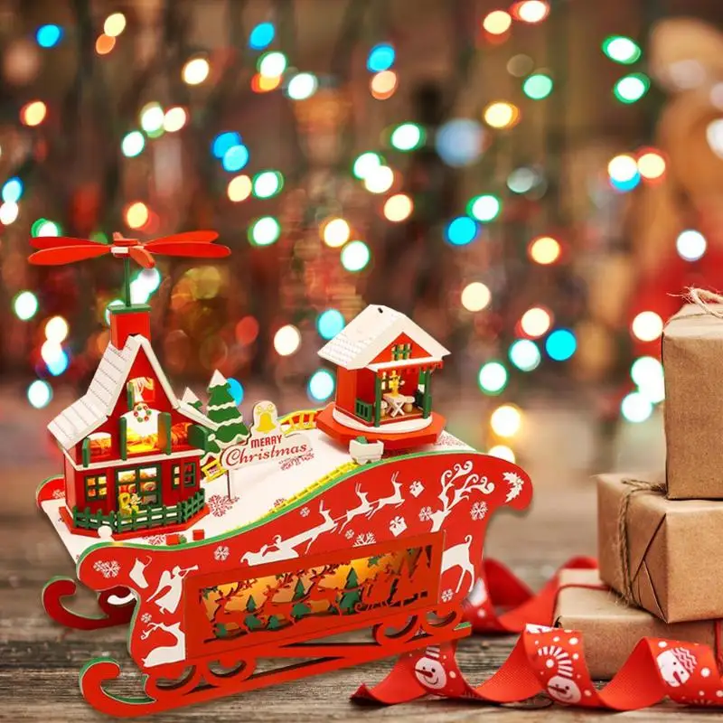 Горячая распродажа Рождественский деревянный кукольный домик DIY Xmas Decoraton сборный