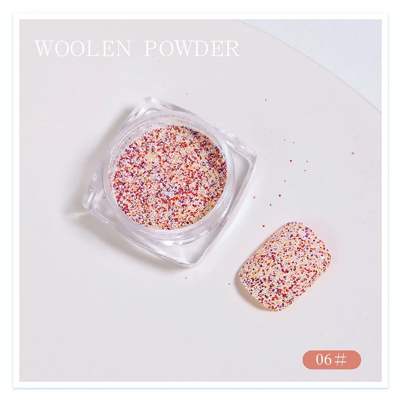 

15 цветов, как шерстяная ткань, порошок для дизайна ногтей, зимние шерстяные аксессуары для ногтей, сахарные шерстяные Блестки для профессио...