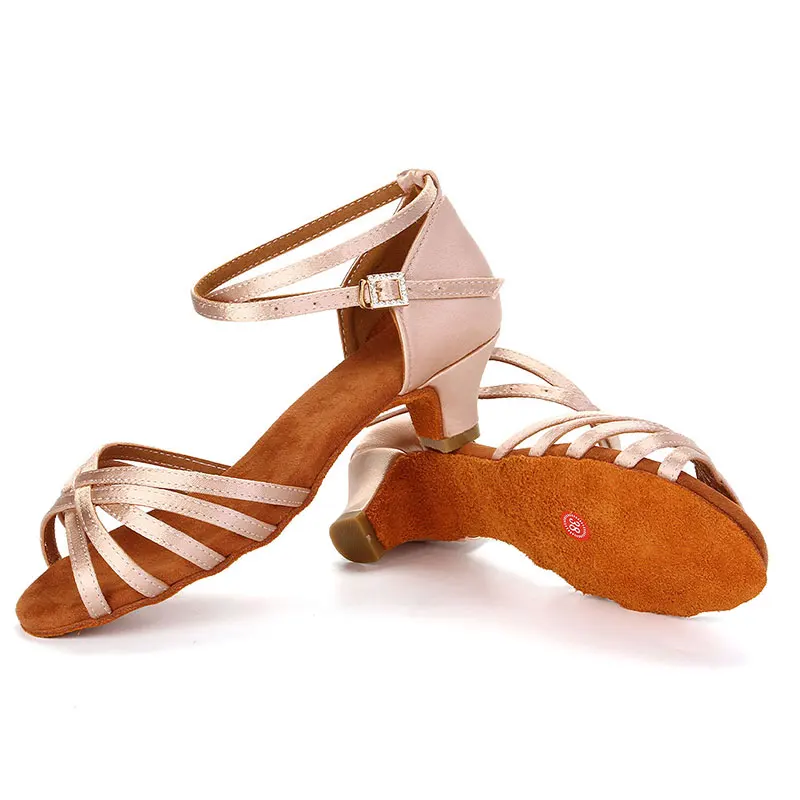 High quality new arrival wholesale girls Children/child/kids ballroom tango salsa latin dance shoes low heel shoes