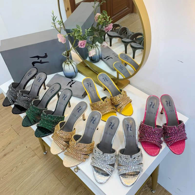 

High quality VALLU 2021 leather stiletto sandals summer outdoor slippers