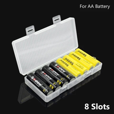 Жесткий пластиковый бокс для хранения батарей AA AAA, 2, 4, 8 слотов, чехол с зажимами, защитный чехол для перезаряжаемых ячеек AA, AAA