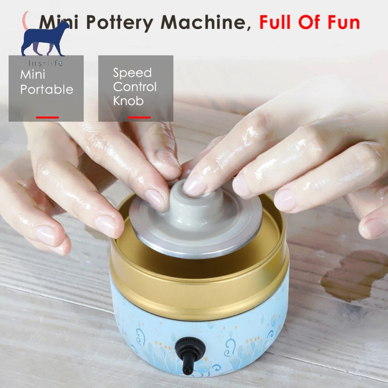 

Mini Pottery Wheel Machine DC12V 2A Ceramic Tools Stepless Speed Regulation Work Clay Art Craft For Adult Children