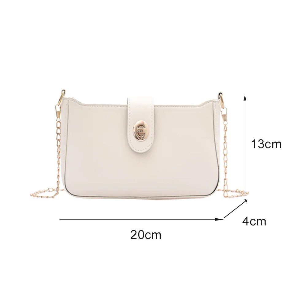 

Women Simple Chain Square Shoulder Handbag Solid Color PU Leather Crossbody Bag Fashion Exquisite Shopping Bag